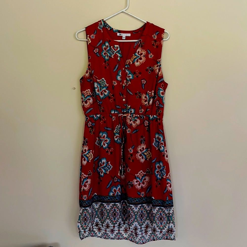 Brick Red Paisley Midi Dress
